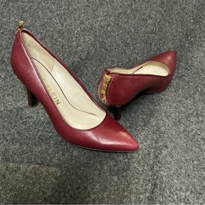 Anne Klein iFLEX AKFalicia tumbled leather zip heels in burgundy/merlot